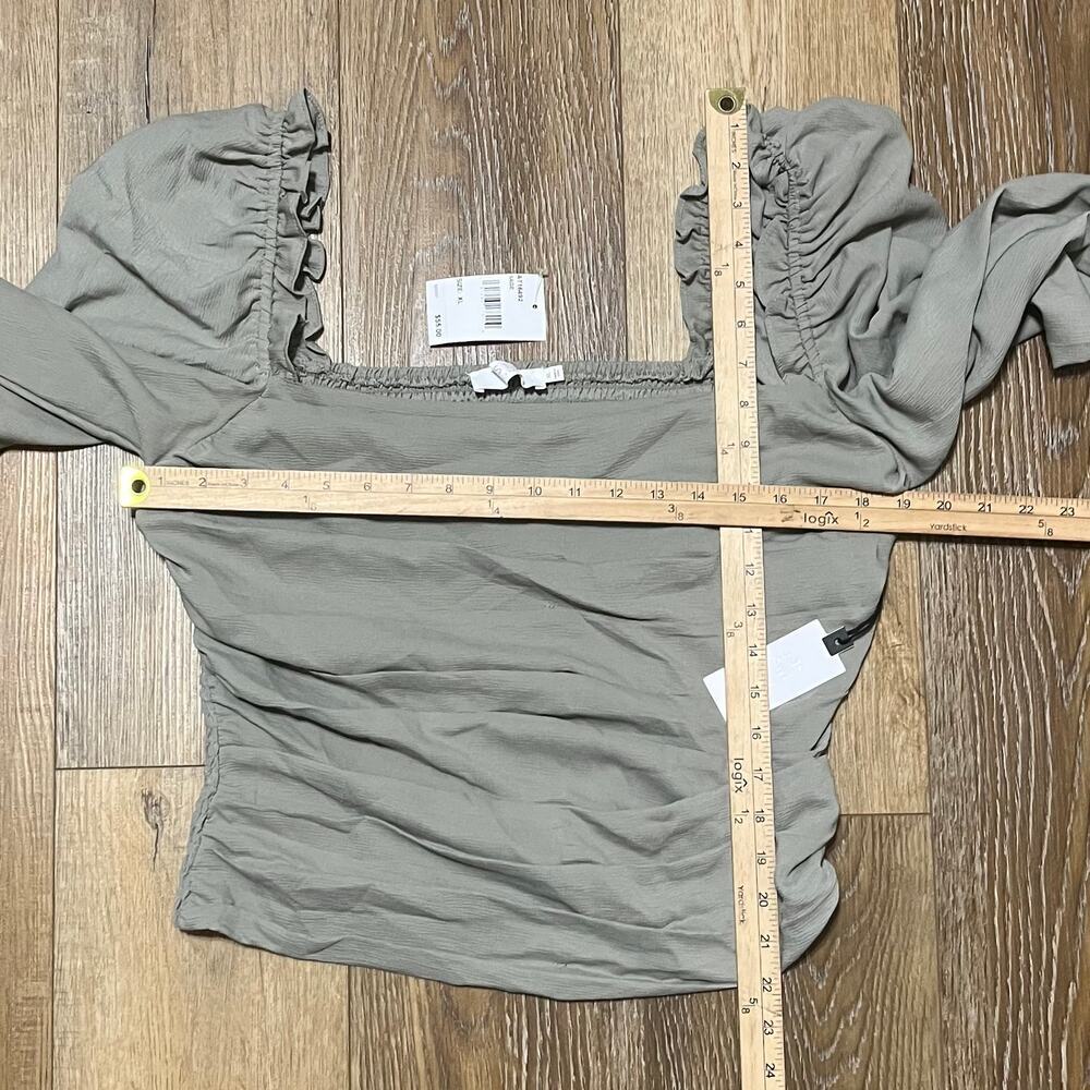 NWT ASTR The Label Puff Sleeve Square Neck Top XL Sage Green Boho Peasant $55 - Picture 8 of 8